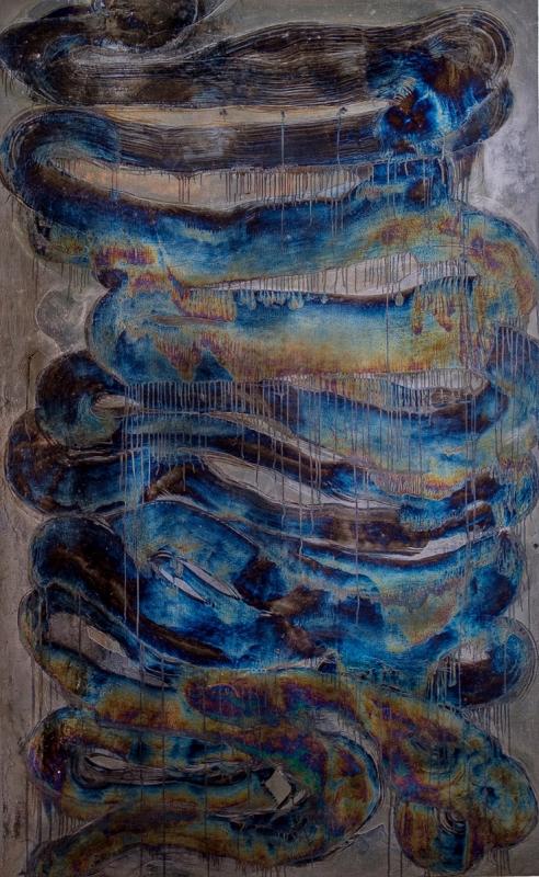 Laura Lowe, (Cast off) the mortal coils, 2024, Alkyd, oil, varnish, and pigment on canvas. 170 x 105 cm, Photography: Laura Lowe