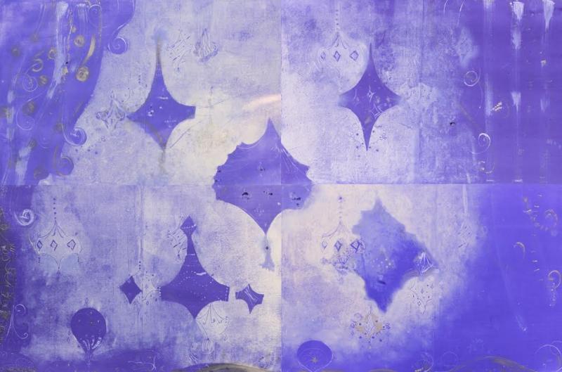 Hanna Holma, Salongin lamput kuiskaavat: Elämä on ihme! monotypia ja kohopaino, 2014, 160 x 240 cm