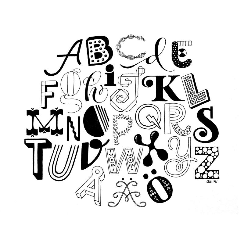 Sofie Björkgren-Näse, ABC, ink on paper,2023