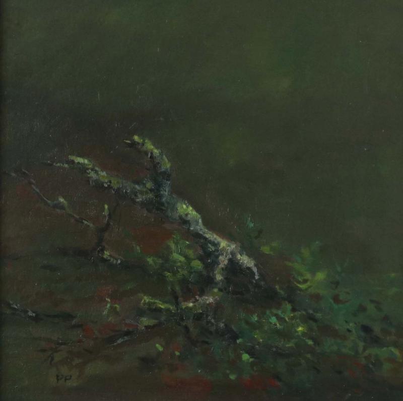Maatuva oksa, 2022, 18 x 18 cm, öljy levylle
Ruttnande gren, 2022, Storlek 18 x 18 cm, olja på skiva
Decomposing Branch, 2022, 18 x 18 cm, oil on board