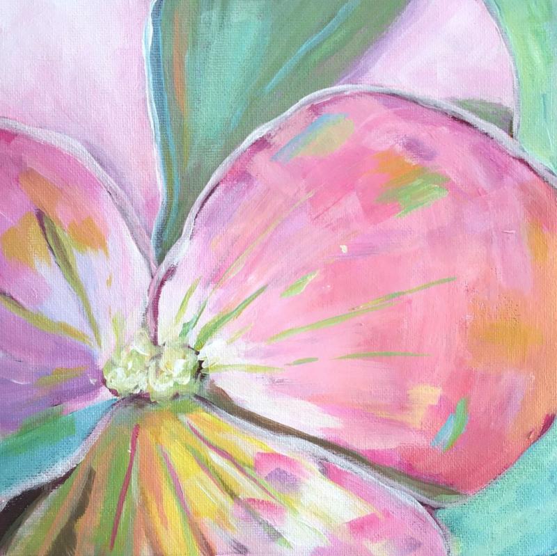 Engholm Anne, Kevään kutsu,  20 x 20 cm, akryyli kankaalle, 2022 