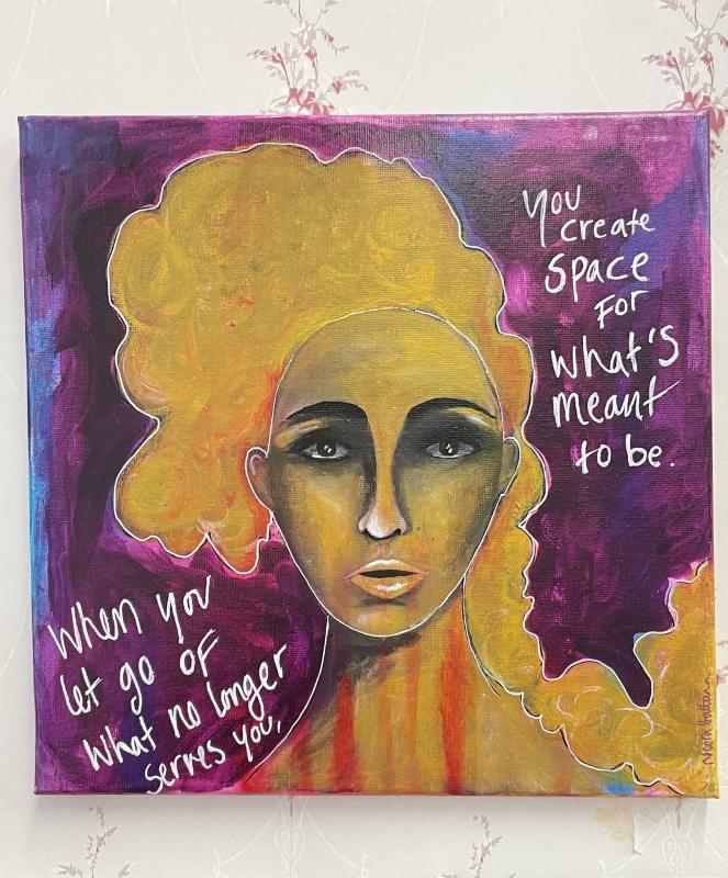 Noora Hattunen, When you let go, akryyli kankaalle, 40x40, 2025