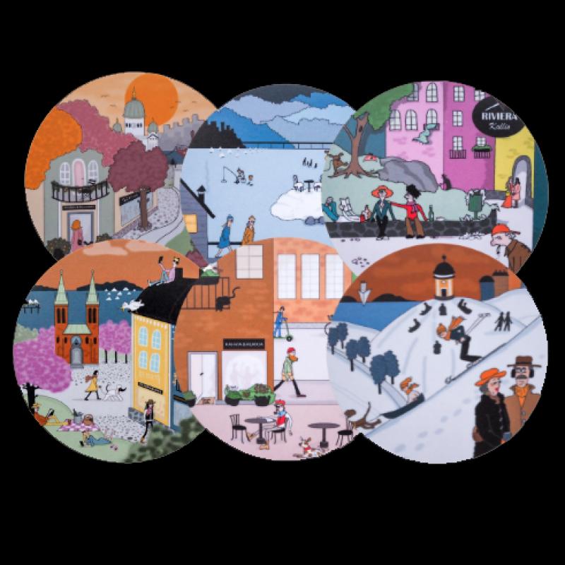 Glasunderlägg med Helsingforstema