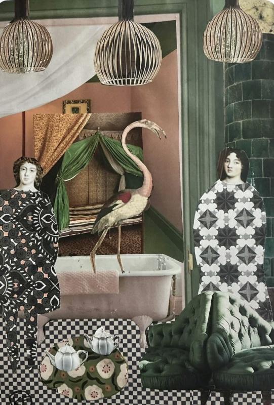 A4 Flamingobath collage