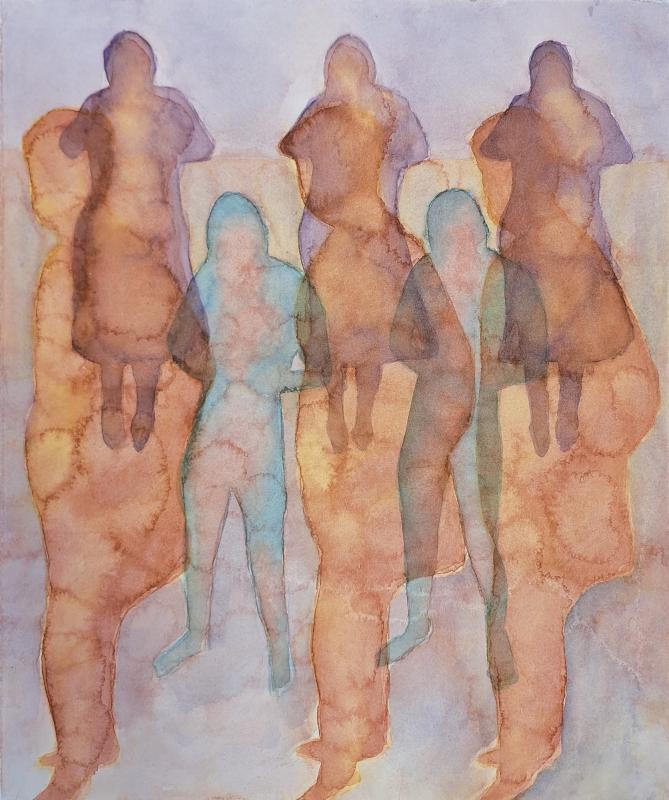 Poikien ja äitien hiljainen liitto,  50x40cm, akvarelli, 2025