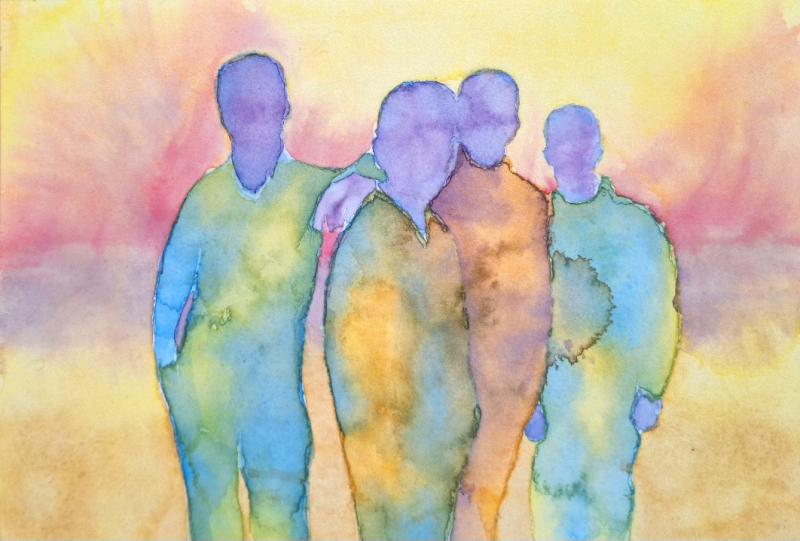 Värikäs kvartetti, 29x21cm, akvarelli, 2025