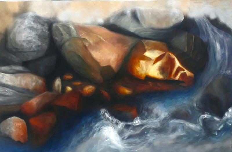 Rapsakka,80/120cm akryyli/öljyväri,2022