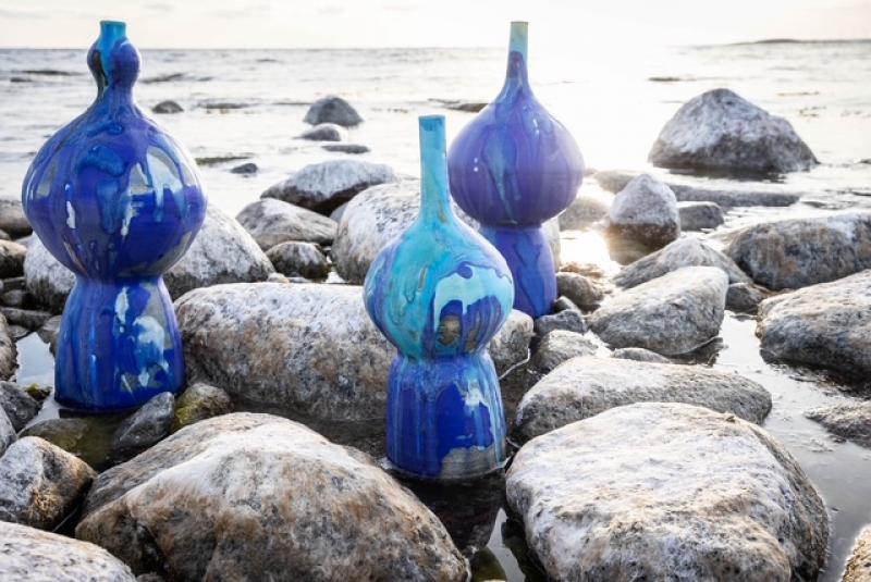 Large blue vases