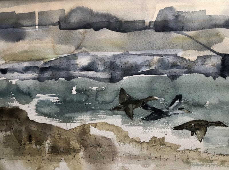 Marlene Lindbäck "Skärgård" Akvarell / 0,60x 0,80