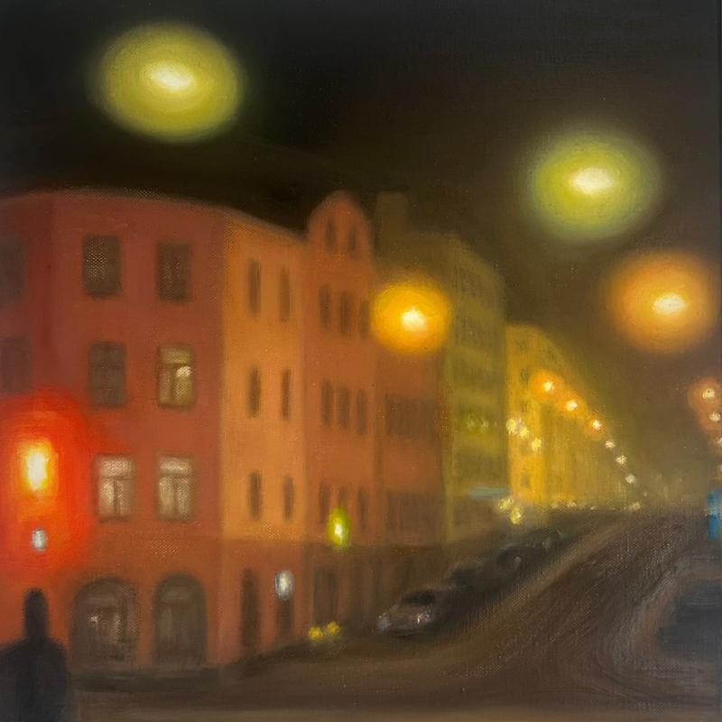 Virva Svala, Kaduilla Kallion, 2025, öljy kankaalle,  40*40cm