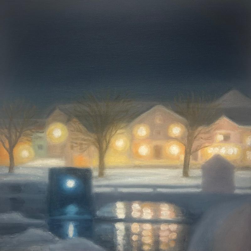 Virva Svala, Talven valot, 2025, öljy kankaalle,  40*40cm