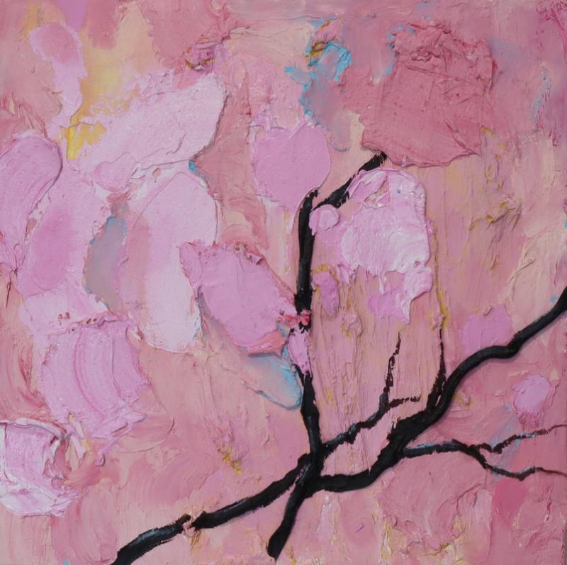 Blossom, Hanami series, 50x50cm, oil on canvas, year 2025