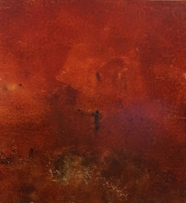 Kirsi Holsti, Desolation, öljyvärimonotypia pahville, 30x50 cm, valm.vuosi 2025