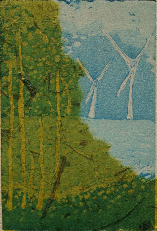 Tanja Parkkonen, Maisema nro 4, etsaus, akvatinta, chine collé, 10x15 cm, 2026.