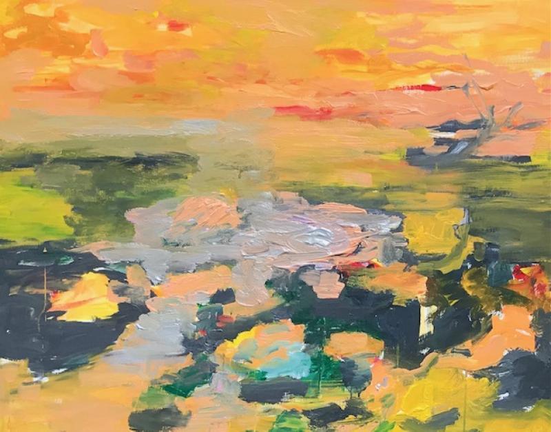 Marja Maljonen, Hösten, akryyli, kangas, 80 x 100, 2025