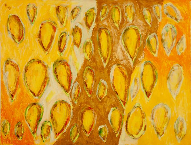 Keltainen pisara  2022, 115 x 85, öljy