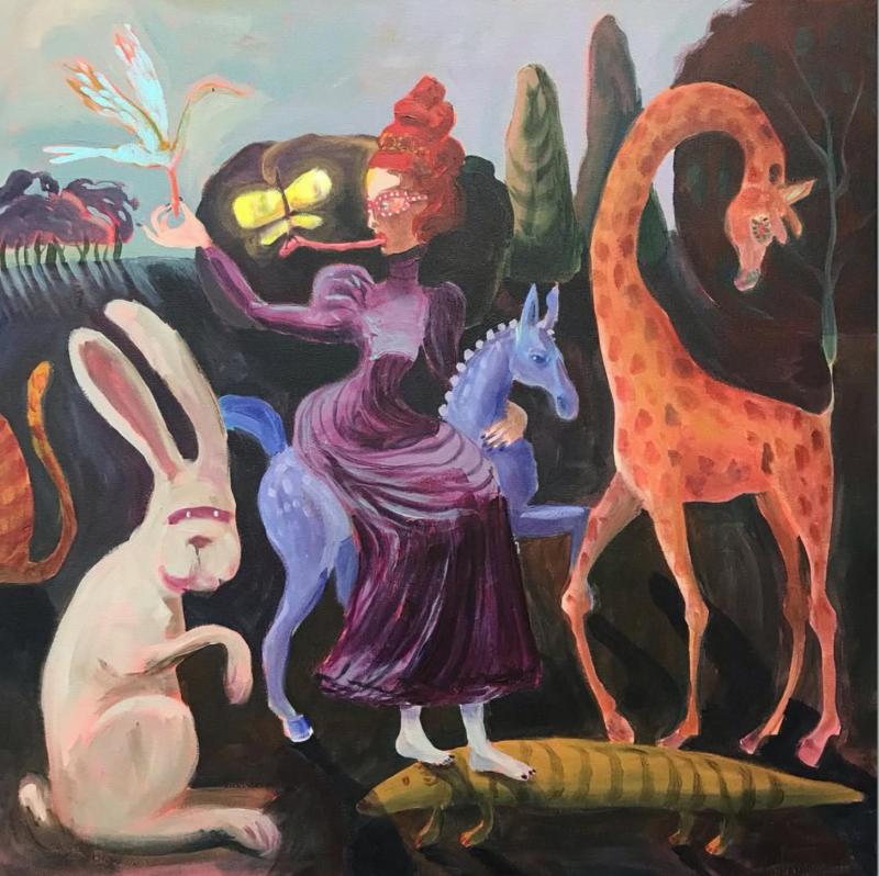 Tytti Huhtaniska  Merenneidon puutarhassa Akryyli kankaalle 80x80 2024