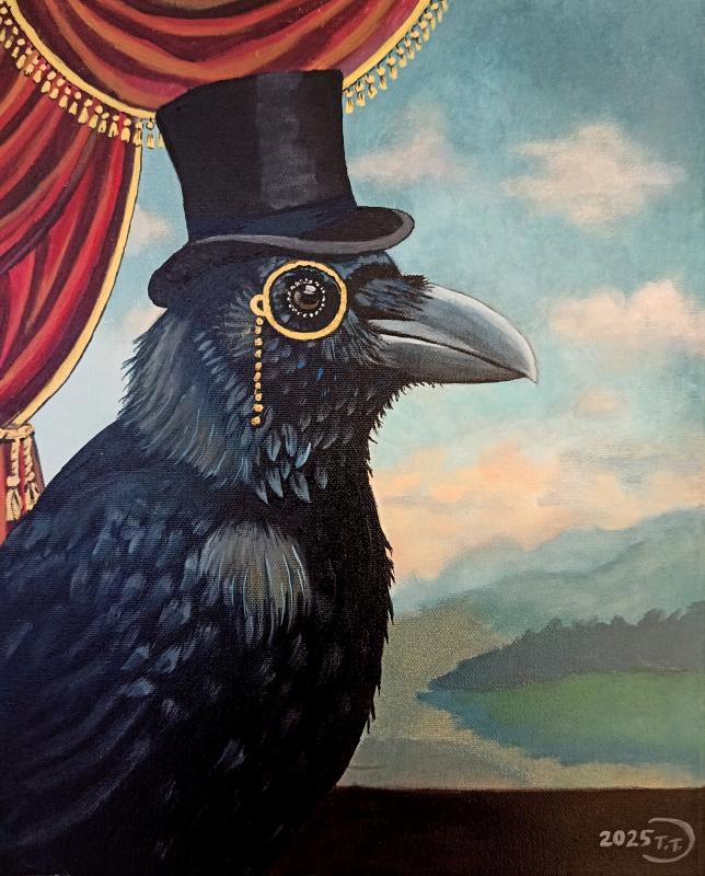 Tuula Toukkari, Tirehtööri Moliere, akryyli, 42x33cm, 2025