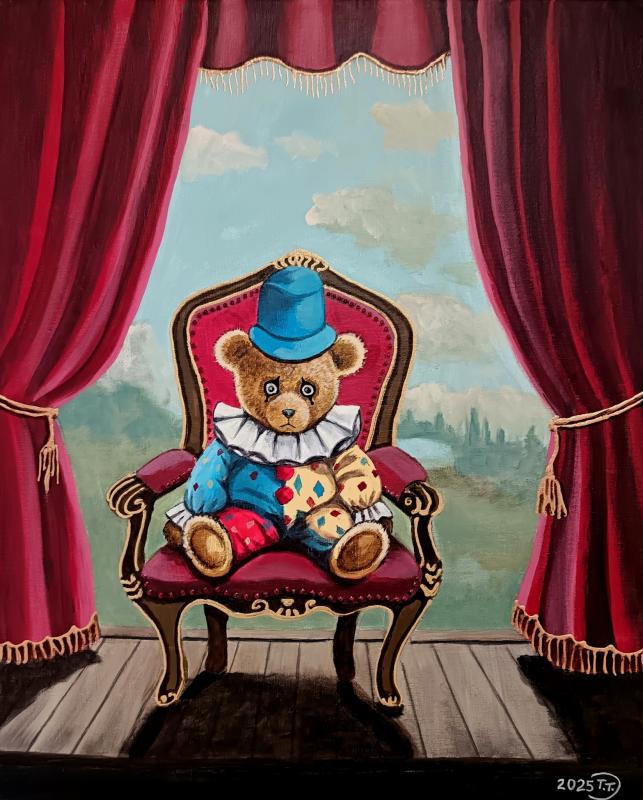 Tuula Toukkari, Naamion takana, akryyli, 61x50cm, 2025