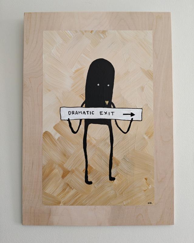 Nina Martikainen, Dramatic Exit, acrylic on birch plywood, 2025
