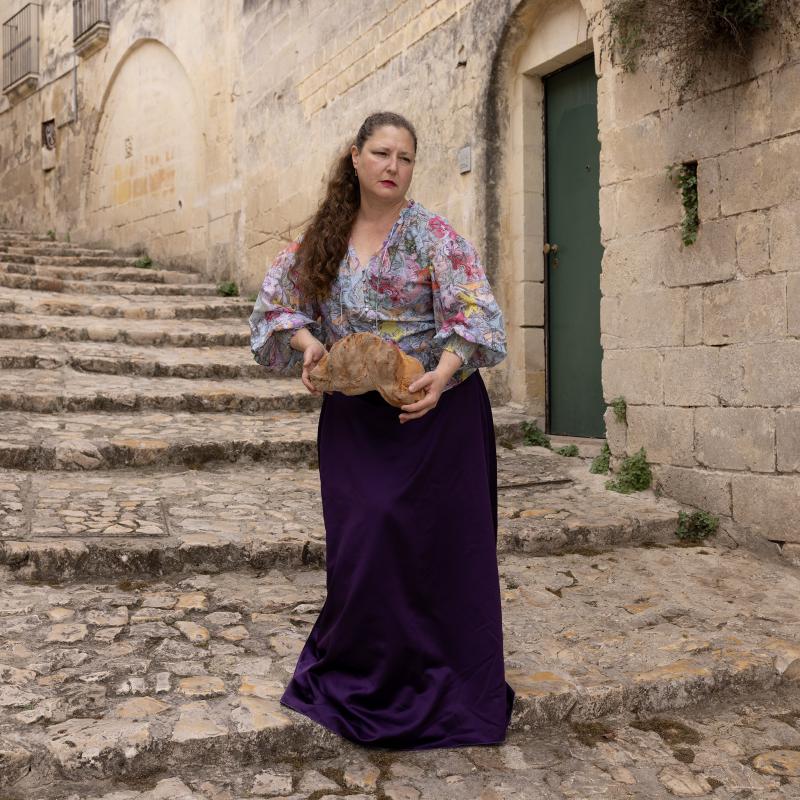 Nisa Ojalvo 
"Pane di Matera, Performative Self Portrait (from Regeneration Series)" 
Archival Pigment Print 
60 x 48 inches 
2023