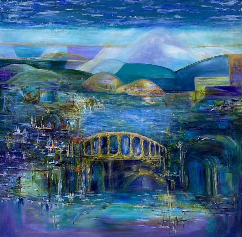 Tarja Seewald/ Matkalla,akryyli, 95x95cm 2025
