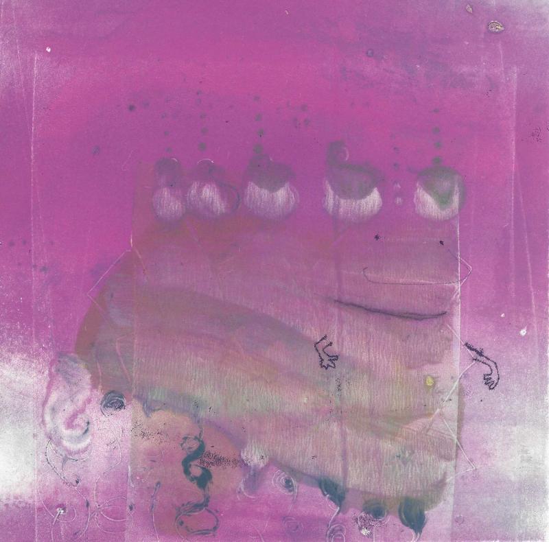 Hyytelökuningas ui, 2015-2025, monotypia, 17 x 17 cm