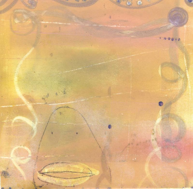 Hunajapisaraa ympäröi ihmeellinen äänimaisema, 2015-2025, monotypia, 17 x 17 cm