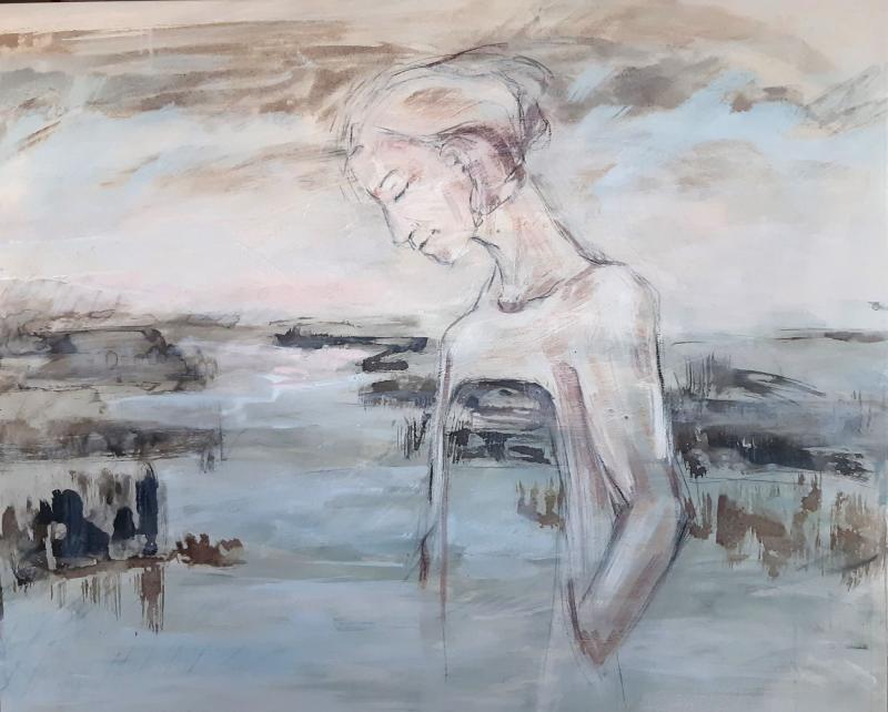 Jaana Saario, My Chest is a Frozen Shore, 2025, 120 x 100 cm, oil color, tempera, beeswax, ink, charcoal, pencil