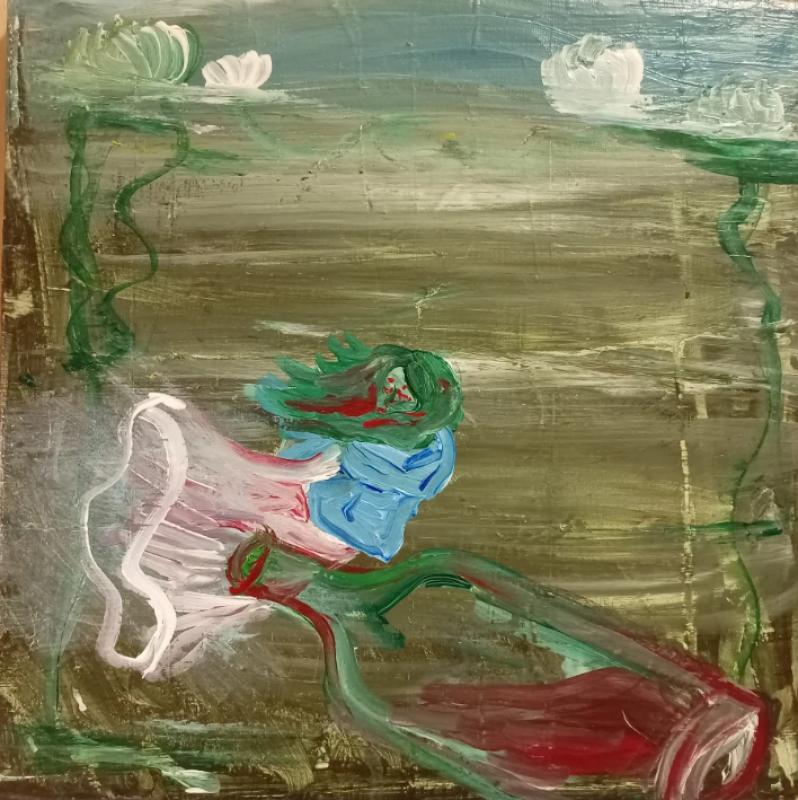 Namn: Under ytan. Akryl på duk 30x30 cm