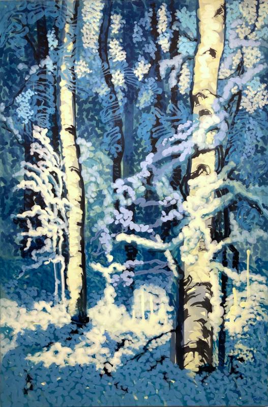 Petra Kaminen Mosher, Snow Cover 2, acrylic paint on stretched canvas, 120 cm x 80 cm, 2025