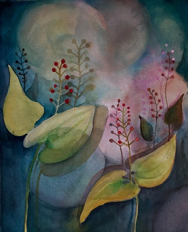 Nelli Nio.Sateen jälkeen.2025.akvarelli.50 x 40cm