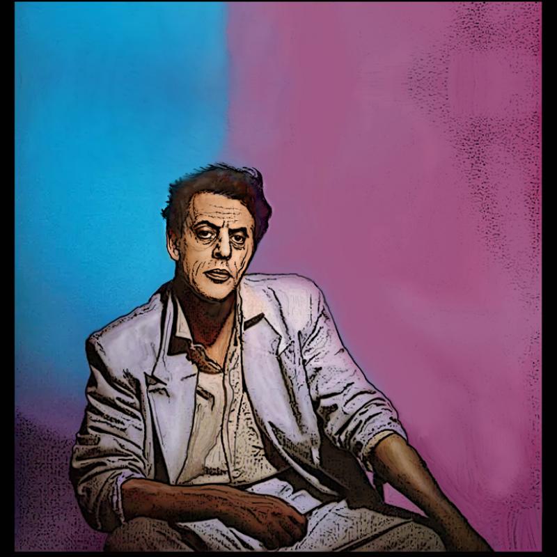 Pauli Parkkinen: Philip Glass, digitaalinen piirustus, 2025