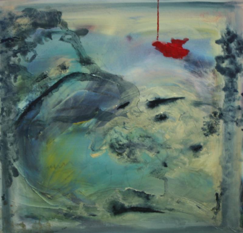 Sårat hav, Haavoittunut meri, Wounder Sea,2023, 60x60cm Olja på duk, öljy kankalle, oil on canvas.