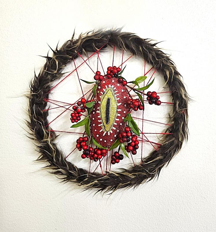 Puolukkapiirakka, 35cm , sekatekniikka, 2025