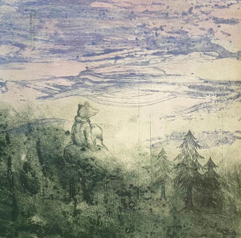 Tiina Eräpuu,Metsän huomassa,etsaus/carborundum,28 x 30 cm,2024
