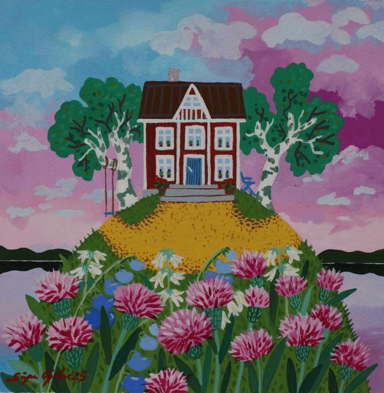 Sirpa Ojala, Kesäaamun rauhaa, guassi, 30x30, 2025