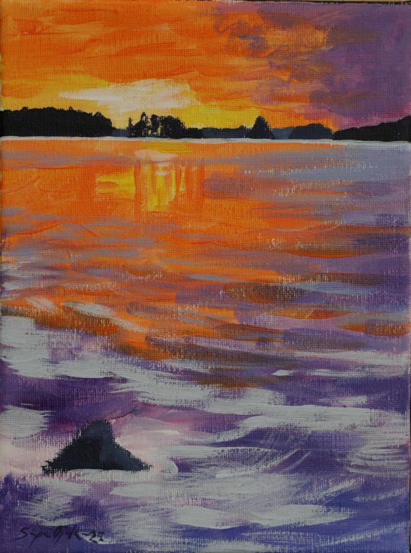 Sirpa Ojala, Pieni maisema I (sarjasta I-VIII), akryyli, 23x18, 2025