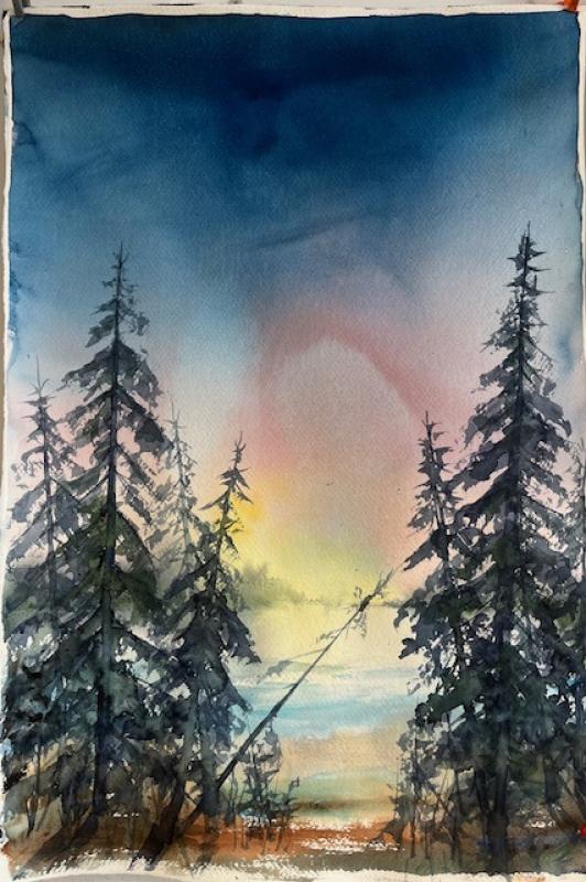 Risto Kannisto, Mökki vuokratontilla, akvarelli, 38x57, 2025