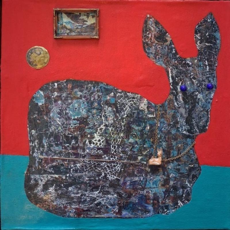 Mari Vallemaa, Rakastaa arvostaen - oppii luottamaan, sekatekniikka, 62cm x 62cm, 2024  