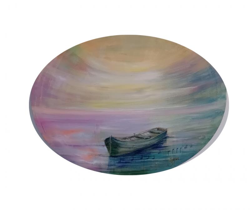 Vem ror utan åror, akryl, 40x30,2025