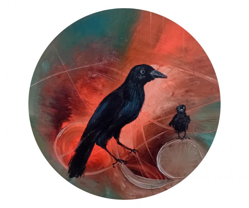 Välkommen, akryl och olja, 40 cm, 2026