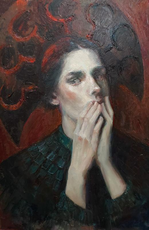 Descent, 2025, oil on wood, 30*20 cm