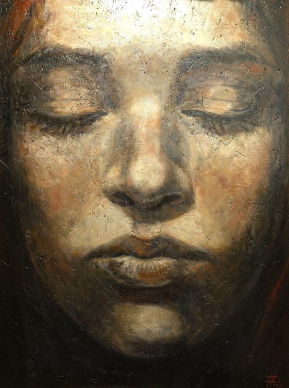 Lights off, 2026, oil on osb, 80*60 cm