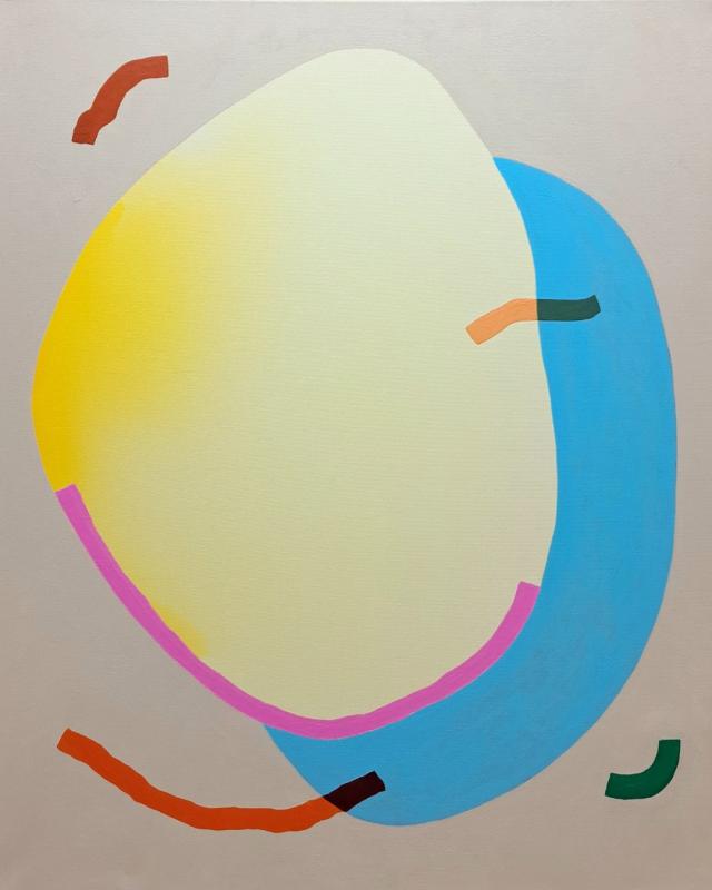 Johanna Pétursdóttir, Iloinen Yllätys, Akryyli kankaalle, 120 x 100 cm, 2025