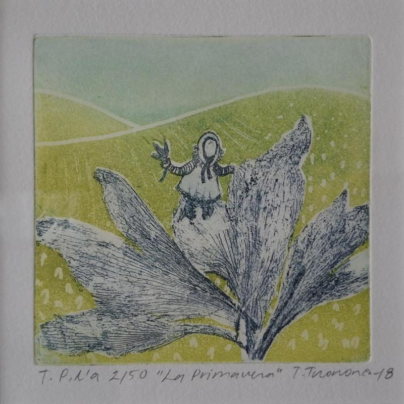 Tuula Tuononen, La Primavera, viivasyövytys, akvatinta ja pehmeäpohja, 2018