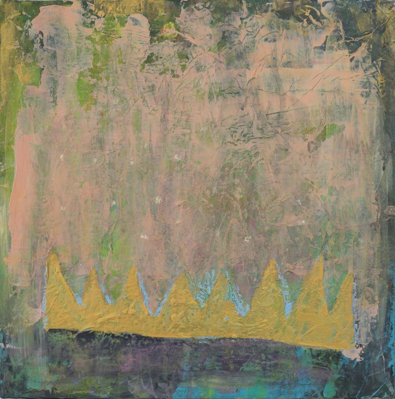 Maahan pudonnut kruunu, 2025, akryyli levylle, 30 x 30 cm