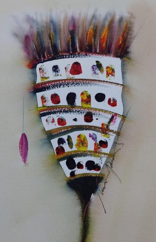 Maire Ruotsalainen, Teos "Irti", akvarelli, 2026