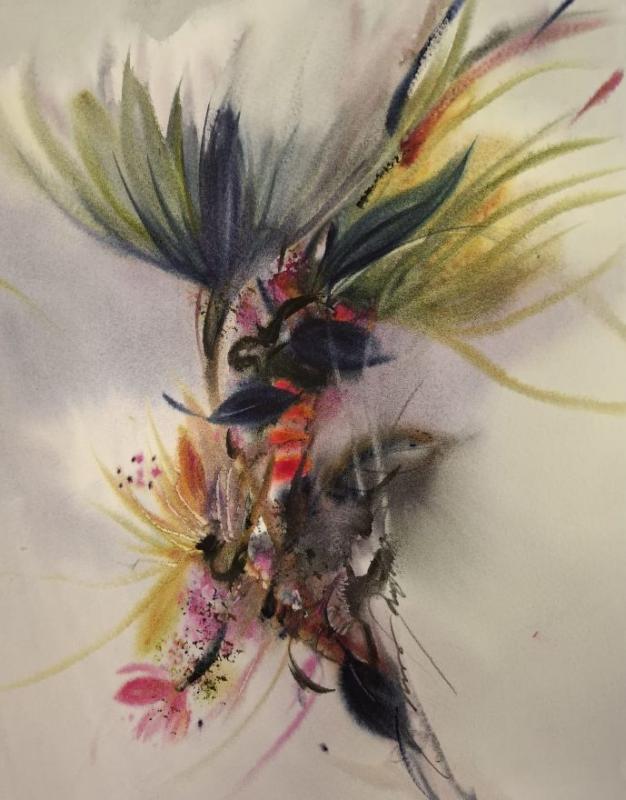 Maire Ruotsalainen,  Teos "Villi valtias", akvarelli 2026