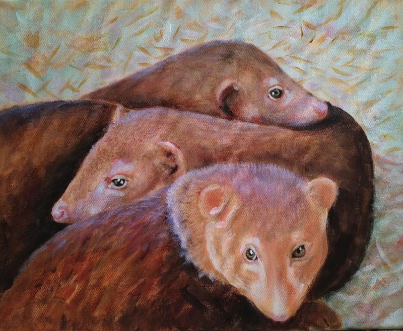 Reija Islander, Kerällä, akryyli kankaalle, 30x40cm, v 2022